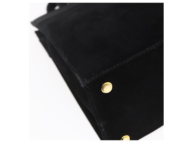 Borsa a Mano Vala in Camoscio Salvatore Ferragamo 2 in 1 Nero Oro Auth 147079 D'oro - vista 18