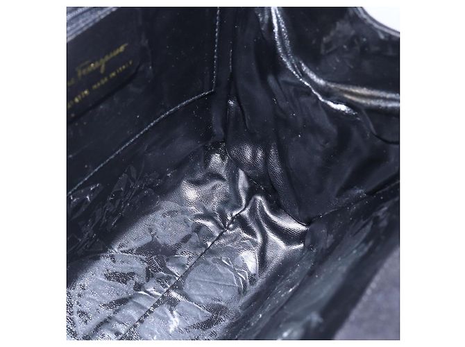 Borsa a Mano Vala in Camoscio Salvatore Ferragamo 2 in 1 Nero Oro Auth 147079 D'oro - vista 20