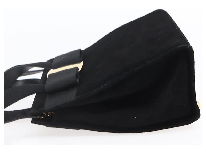 Borsa a Mano Vala in Camoscio Salvatore Ferragamo 2 in 1 Nero Oro Auth 147079 D'oro - vista 3