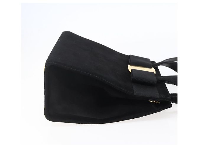 Borsa a Mano Vala in Camoscio Salvatore Ferragamo 2 in 1 Nero Oro Auth 147079 D'oro - vista 4