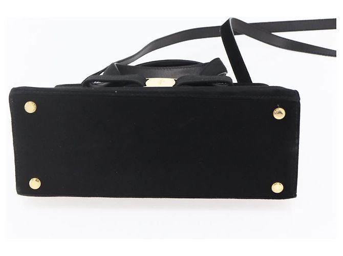 Borsa a Mano Vala in Camoscio Salvatore Ferragamo 2 in 1 Nero Oro Auth 147079 D'oro - vista 5