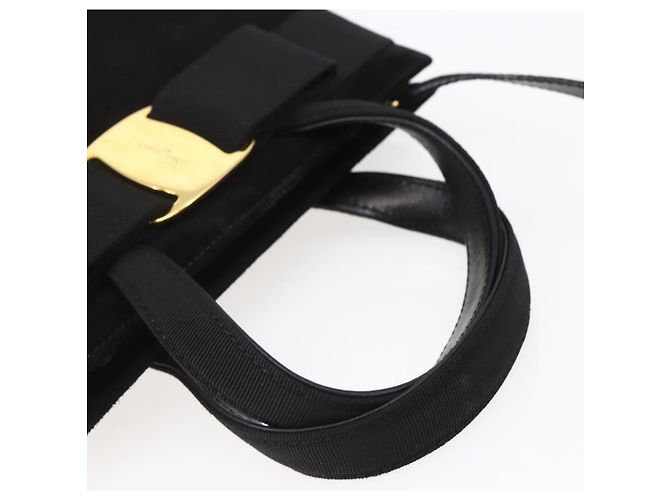 Borsa a Mano Vala in Camoscio Salvatore Ferragamo 2 in 1 Nero Oro Auth 147079 D'oro - vista 7