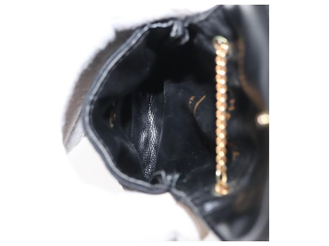 CHANEL Borsa a Spalla Matelassé Catena Satin Nero Oro CC Auth ki6158 D'oro - vista 12