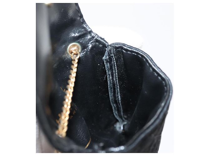 CHANEL Borsa a Spalla Matelassé Catena Satin Nero Oro CC Auth ki6158 D'oro - vista 19