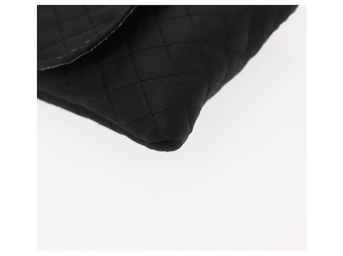 CHANEL Borsa a Spalla Matelassé Catena Satin Nero Oro CC Auth ki6158 D'oro - vista 9