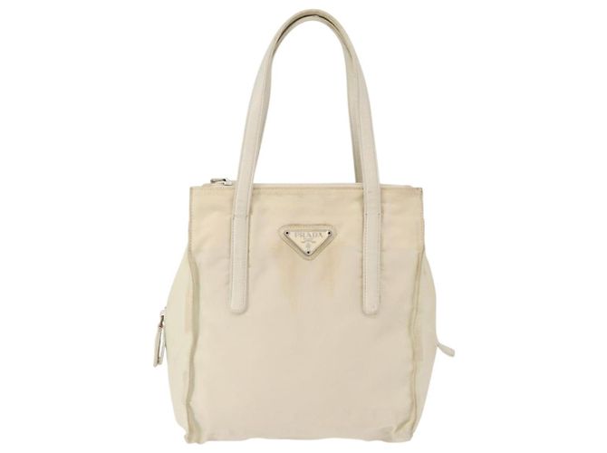 PRADA Borsa a mano in nylon bianco argento Auth bs30724 - vista 13