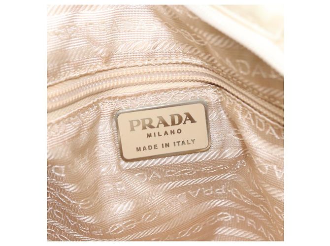 PRADA Borsa a mano in nylon bianco argento Auth bs30724 - vista 18
