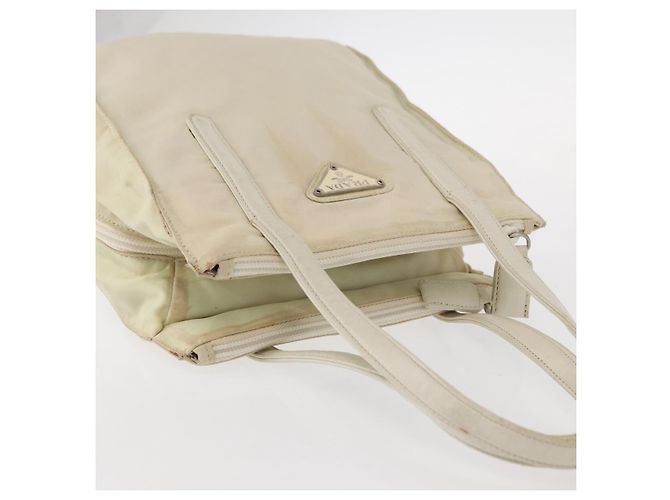 PRADA Borsa a mano in nylon bianco argento Auth bs30724 - vista 6