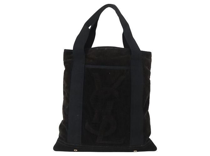 Borsa Tote SAINT LAURENT in corduroy blu navy e oro 148884 Auth 148894 D'oro - vista 13