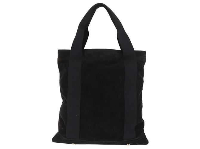 Borsa Tote SAINT LAURENT in corduroy blu navy e oro 148884 Auth 148894 D'oro - vista 2