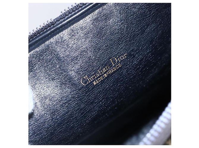 Borsa a Spalla in Tela Trotter Christian Dior Blu Navy Oro Auth 147085 D'oro - vista 11