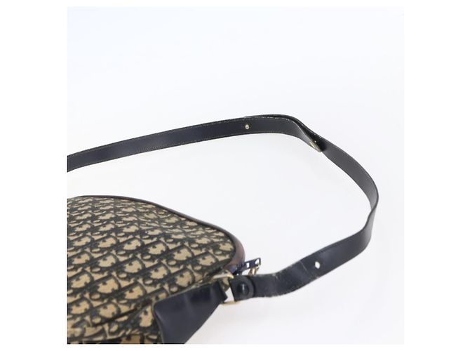 Borsa a Spalla in Tela Trotter Christian Dior Blu Navy Oro Auth 147085 D'oro - vista 14