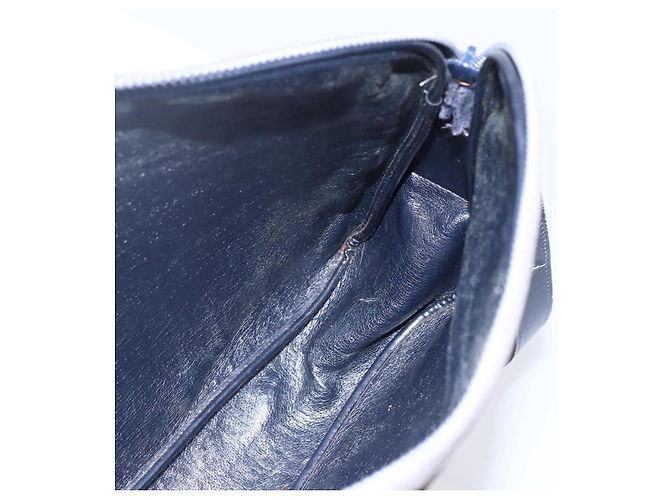 Borsa a Spalla in Tela Trotter Christian Dior Blu Navy Oro Auth 147085 D'oro - vista 18