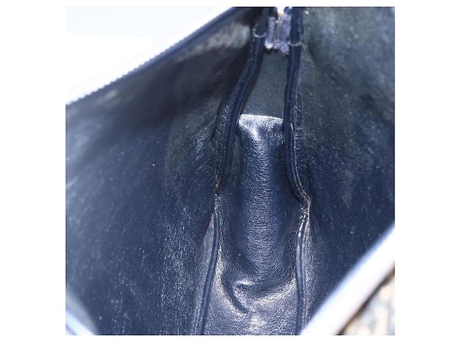 Borsa a Spalla in Tela Trotter Christian Dior Blu Navy Oro Auth 147085 D'oro - vista 19