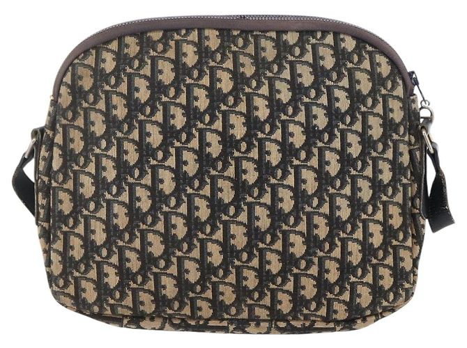 Borsa a Spalla in Tela Trotter Christian Dior Blu Navy Oro Auth 147085 D'oro - vista 2