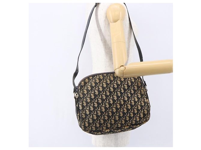 Borsa a Spalla in Tela Trotter Christian Dior Blu Navy Oro Auth 147085 D'oro - vista 20