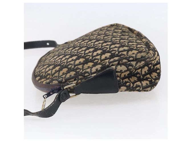 Borsa a Spalla in Tela Trotter Christian Dior Blu Navy Oro Auth 147085 D'oro - vista 3
