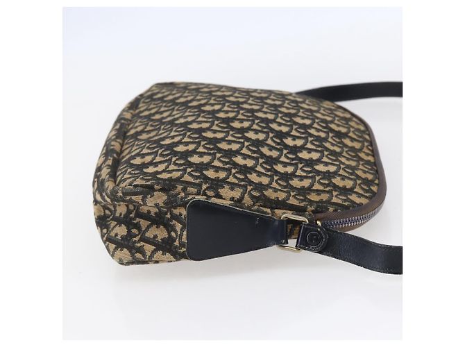 Borsa a Spalla in Tela Trotter Christian Dior Blu Navy Oro Auth 147085 D'oro - vista 4