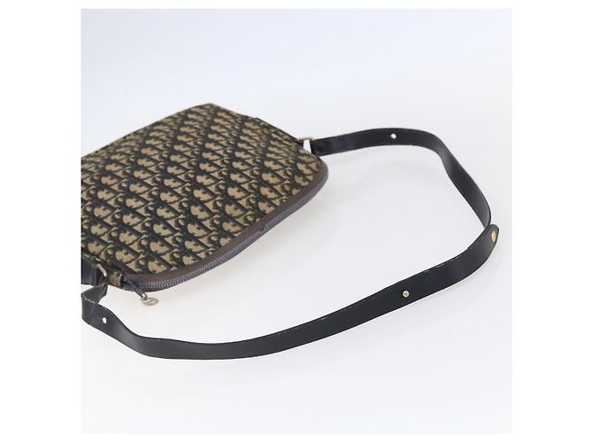 Borsa a Spalla in Tela Trotter Christian Dior Blu Navy Oro Auth 147085 D'oro - vista 8