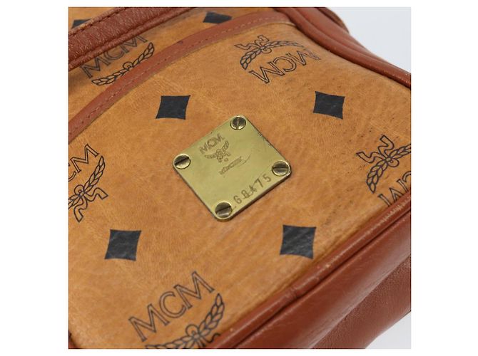 Borsa a Spalla MCM Logogram Vicetos in Pelle PVC Marrone Oro Auth BA7515 D'oro - vista 12
