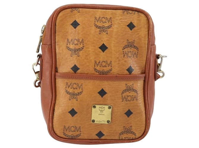 Borsa a Spalla MCM Logogram Vicetos in Pelle PVC Marrone Oro Auth BA7515 D'oro - vista 13