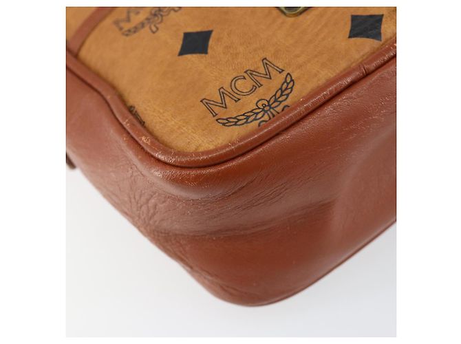 Borsa a Spalla MCM Logogram Vicetos in Pelle PVC Marrone Oro Auth BA7515 D'oro - vista 14