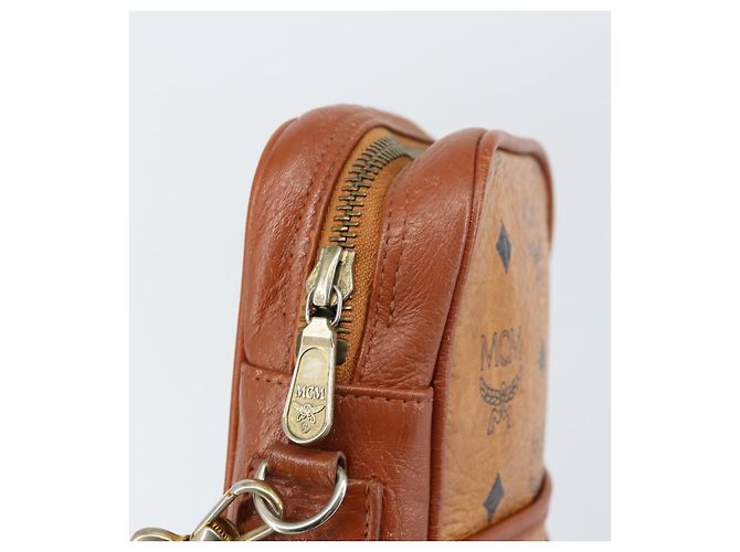Borsa a Spalla MCM Logogram Vicetos in Pelle PVC Marrone Oro Auth BA7515 D'oro - vista 17