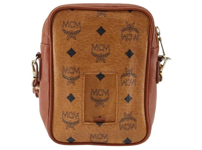Borsa a Spalla MCM Logogram Vicetos in Pelle PVC Marrone Oro Auth BA7515 D'oro - vista 2