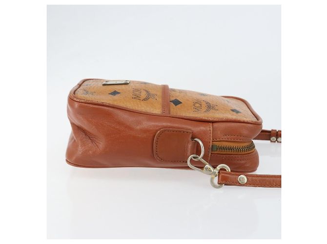 Borsa a Spalla MCM Logogram Vicetos in Pelle PVC Marrone Oro Auth BA7515 D'oro - vista 3
