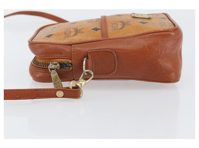 Borsa a Spalla MCM Logogram Vicetos in Pelle PVC Marrone Oro Auth BA7515 D'oro - vista 4