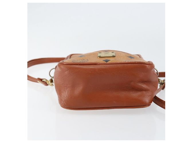Borsa a Spalla MCM Logogram Vicetos in Pelle PVC Marrone Oro Auth BA7515 D'oro - vista 5