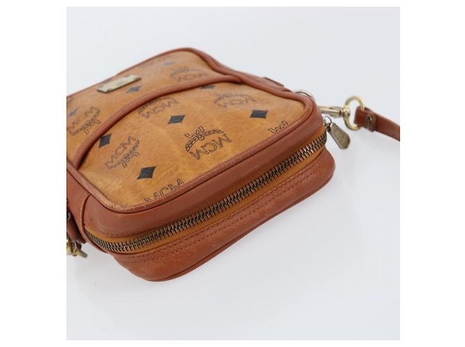 Borsa a Spalla MCM Logogram Vicetos in Pelle PVC Marrone Oro Auth BA7515 D'oro - vista 6