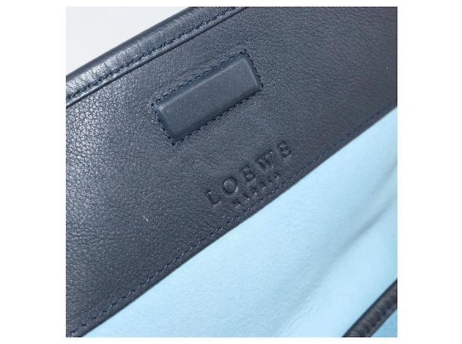 LOEWE Borsa a Spalla Anagram in Pelle Scamosciata Blu Chiaro Navy Auth hk3179 Blu navy - vista 17