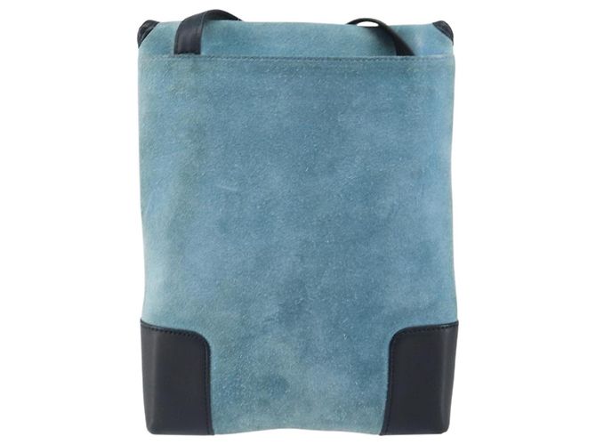 LOEWE Borsa a Spalla Anagram in Pelle Scamosciata Blu Chiaro Navy Auth hk3179 Blu navy - vista 2