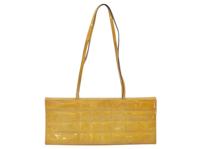 CHANEL Borsa a Spalla Choco Bar Smalto Giallo CC Auth 152372 - vista 2