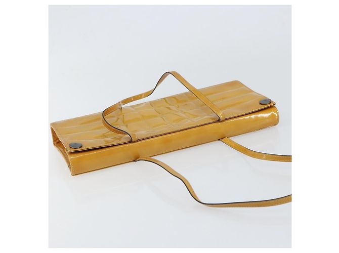 CHANEL Borsa a Spalla Choco Bar Smalto Giallo CC Auth 152372 - vista 6