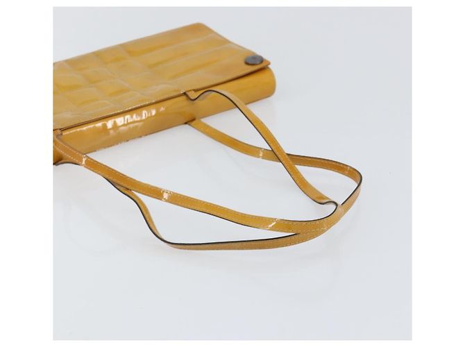 CHANEL Borsa a Spalla Choco Bar Smalto Giallo CC Auth 152372 - vista 7