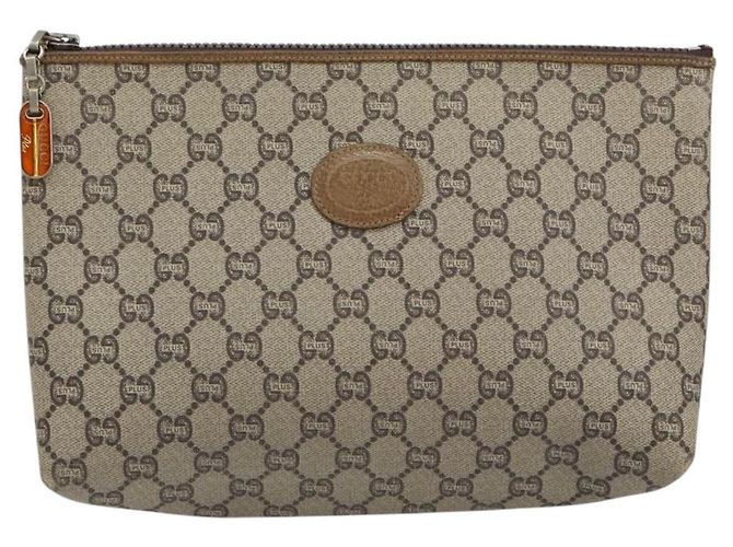 GUCCI GG Plus Supreme Clutch Bag PVC Beige Gold Auth bs30744 Golden - Ansicht 13