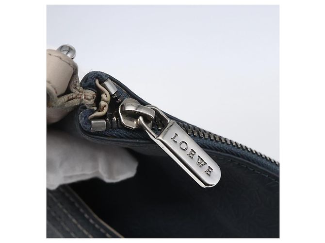LOEWE Borsa a Spalla Anagramma PVC Blu Navy Argento Auth ep11921 - vista 10