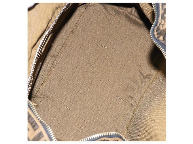 Bolsa de mão em canvas Zucca FENDI preta e marrom Auth 149263 Preto - vista 10