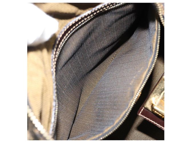 Bolsa de mão em canvas Zucca FENDI preta e marrom Auth 149263 Preto - vista 11