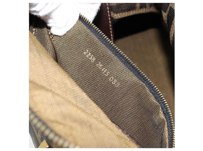 Bolsa de mão em canvas Zucca FENDI preta e marrom Auth 149263 Preto - vista 12