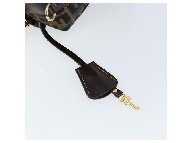 Bolsa de mão em canvas Zucca FENDI preta e marrom Auth 149263 Preto - vista 19