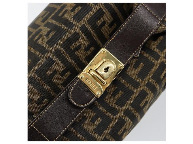 Bolsa de mão em canvas Zucca FENDI preta e marrom Auth 149263 Preto - vista 20