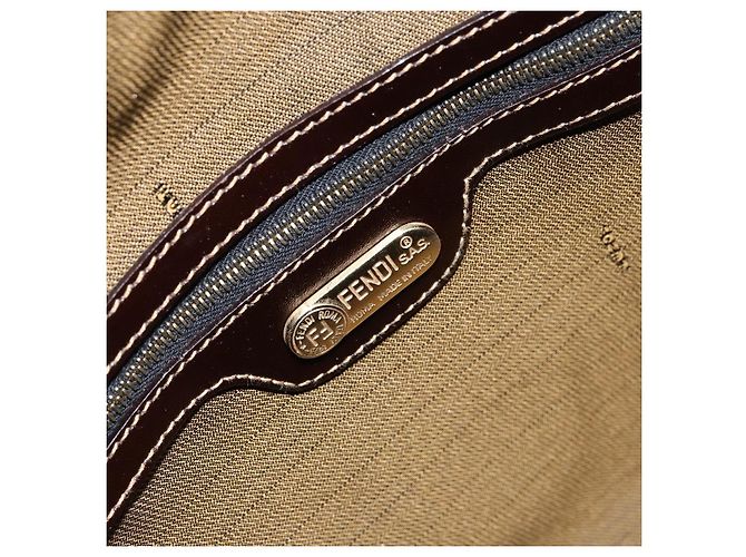 Bolsa de mão em canvas Zucca FENDI preta e marrom Auth 149263 Preto - vista 22