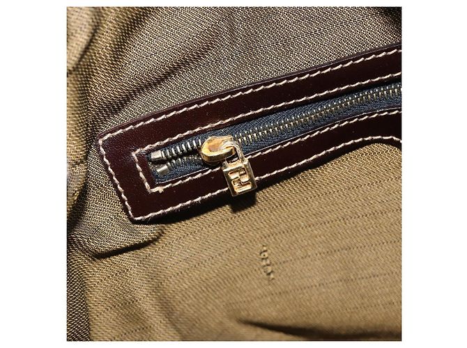 Bolsa de mão em canvas Zucca FENDI preta e marrom Auth 149263 Preto - vista 25