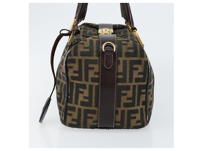 Bolsa de mão em canvas Zucca FENDI preta e marrom Auth 149263 Preto - vista 3