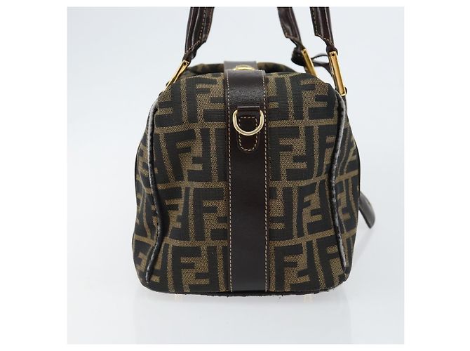 Bolsa de mão em canvas Zucca FENDI preta e marrom Auth 149263 Preto - vista 4
