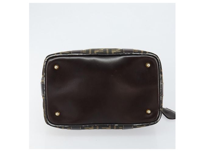 Bolsa de mão em canvas Zucca FENDI preta e marrom Auth 149263 Preto - vista 5