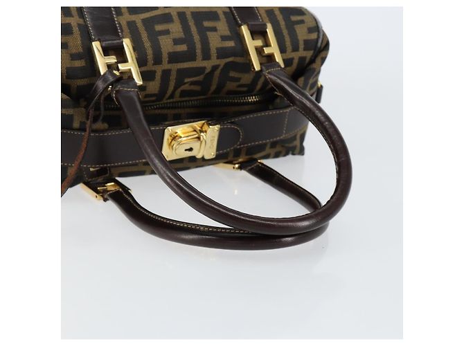 Bolsa de mão em canvas Zucca FENDI preta e marrom Auth 149263 Preto - vista 7